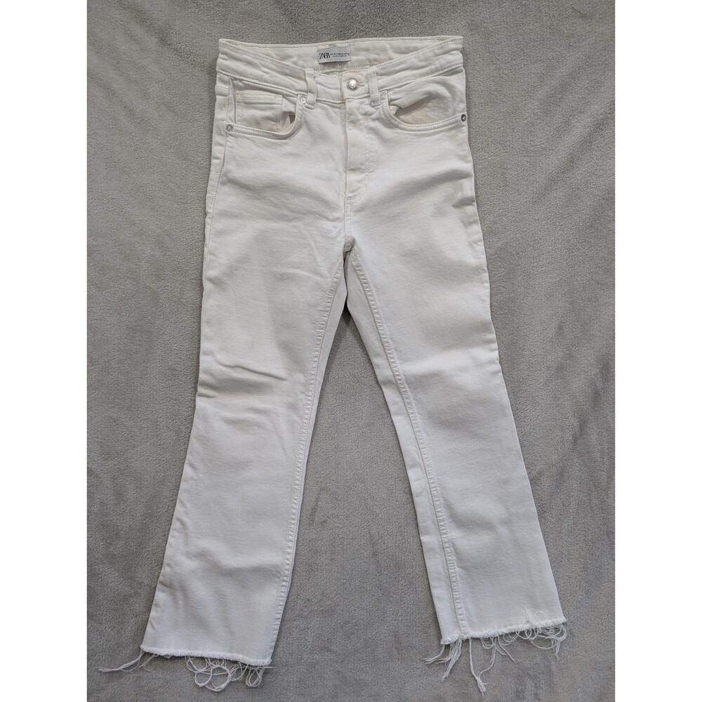 Zara Women’s White Jeans Size Raw Hem Casual Pants EUR 38 USA 06 MEX 28